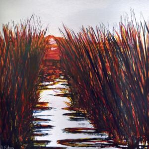 Sue Eaton Suffolk Sunset by Sue Eaton - ink on aluminium