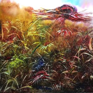 Oil Landscape by Bob Deller rainbow colours with oil