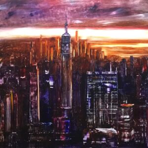 Oil city scape with oil by Bob Deller