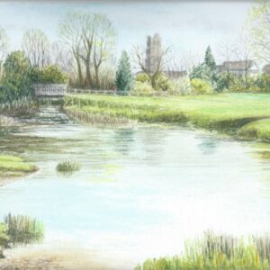 Soft pastel Croft Weir Pool by Di Williamson