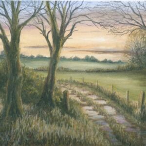 Soft pastel Track of puddles by Di Williamson