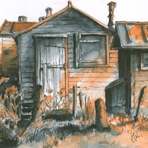 Pen and wash Walberswick by Caryn Noad